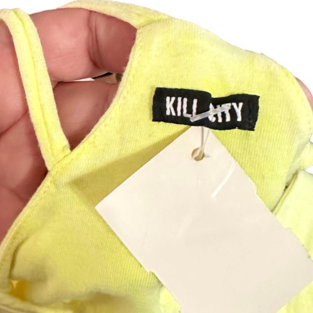 Asymmetrical Kill City Nwt Size XS Dress Neon Yellow Cutout - Picture 4 of 4